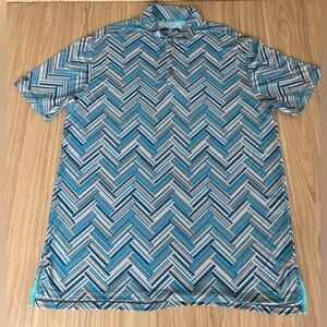 IBKUL Men's Chevron Pattern Polo - Blue and White